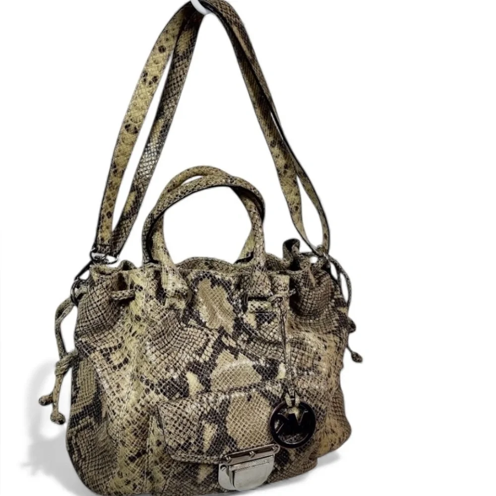 Michael Kors Nolita Snakeskin Embossed Leather Shoulder Bag‎